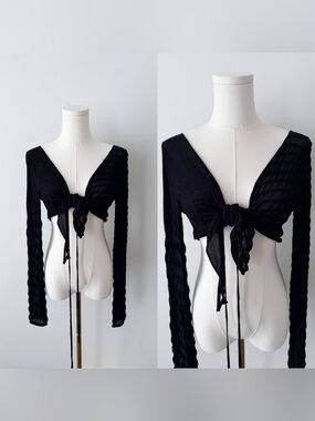 Black mesh Sarah pacini wrap tie bolero